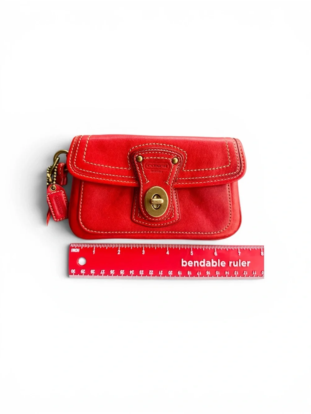 Coach Legacy Red Leather Turnlock Wristlet - Picture 4 of 8